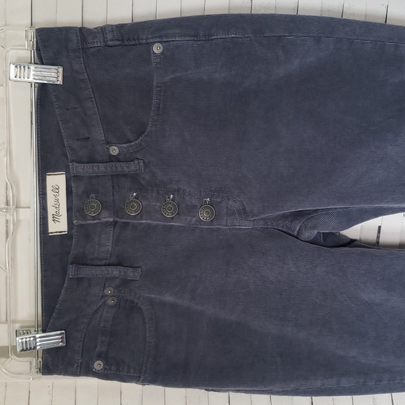 Madewell Gray Cali Demi Boot Cut Frayed Hem Courdoroy Button Fly Jeans Size 25P - Picture 2 of 7